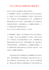 2019大学生办公室秘书实习报告范文