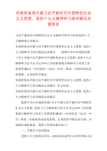 市政府某局开展习近平新时代中国特色社会主义思想、党的十九大精神学习培训情况自查报告