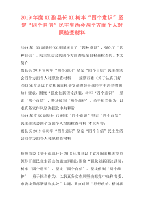 2019年度XX副县长XX树牢“四个意识”坚定“四个自信”民主生活会四个方面个人对照检查材料