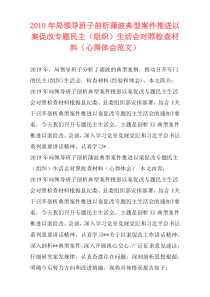 2019年局领导班子剖析蒲波典型案件推进以案促改专题民主（组织）生活会对照检查材料（心得体会范文）