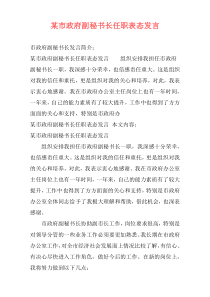 某市政府副秘书长任职表态发言