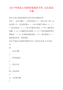 2019年度县人民政府党组班子民 主生活会方案