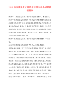 2019年度基层党支部班子组织生活会对照检查材料