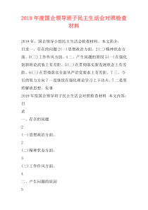 2019年度国企领导班子民主生活会对照检查材料