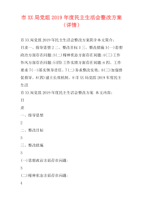 市XX局党组2019年度民主生活会整改方案（详情）