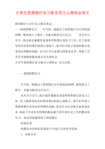 大学生招商银行实习报告范文心得体会范文