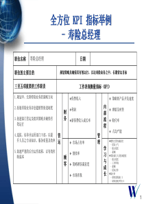 寿险总经理kpi指标