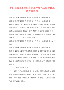 市长在巡视整改脱贫攻坚专题民主生活会上的发言提纲