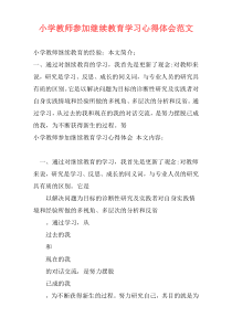 小学教师参加继续教育学习心得体会范文