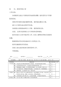 岗位工作内容和年度定性考核指标-绩效考核主管