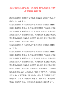 机关党支部领导班子巡视整改专题民主生活会对照检查材料