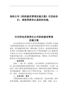 巴州公司班组建设实施方案(正式文件)