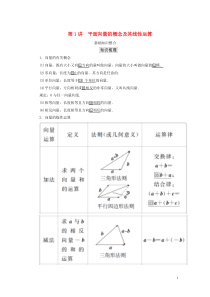 2020版高考数学一轮复习 第五章 平面向量 第1讲 平面向量的概念及其线性运算教案 理（含解析）新