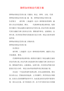 律师如何制定代理方案