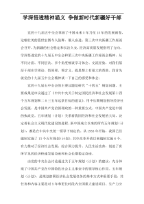 学深悟透精神涵义 争做新时代新疆好干部