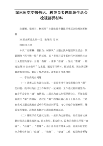 派出所党支部书记、教导员专题组织生活会检视剖析材料