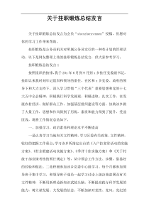 关于挂职锻炼总结发言