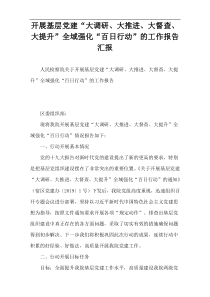 开展基层党建“大调研、大推进、大督查、大提升”全域强化“百日行动”的工作报告汇报