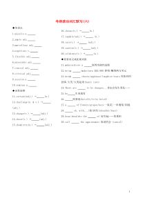 （江苏专用）2020版高考英语 考前冲刺 第二篇 考前20天滚动词汇考纲滚动词汇默写（六）学案 新人