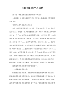 工程师职称个人总结