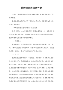 教师党员的自我评价