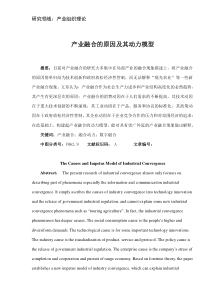 产业组织理论：产业融合的原因及其动力模型DOC12(1)