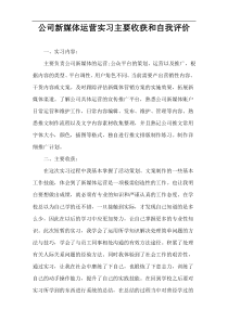 公司新媒体运营实习主要收获和自我评价