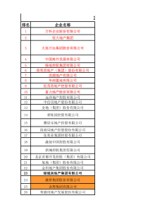 XXXX中国房地产开发企业500强榜单(精华版)