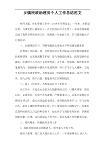 乡镇民政助理员个人工作总结范文