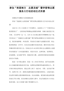 参加“美丽南方  志愿龙城”暨学雷锋志愿服务大行动启动仪式有感