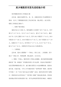 某乡镇脱贫攻坚先进经验介绍