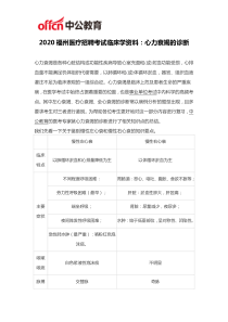 2020福州医疗招聘考试临床学资料：心力衰竭的诊断