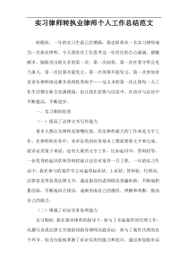 实习律师转执业律师个人工作总结范文