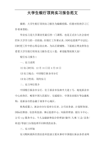 大学生银行顶岗实习报告范文