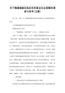 关于梅溪镇被征地农民和就业社会保障的调查与思考(五篇)