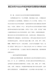 某区农民专业合作经济组织发展现状调查报告