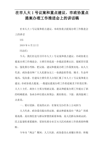 在市人大1号议案和重点建议、市政协重点提案办理工作推进会上的讲话稿