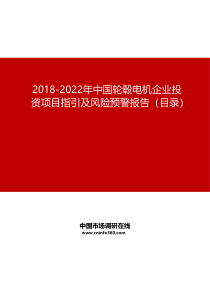 2019-2022年中国轮毂电机企业投资项目指引及风险预警报告目录