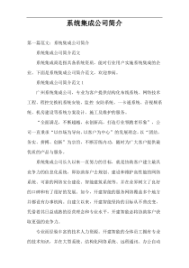 系统集成公司简介