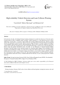 高可靠性车辆检测与车道碰撞预警系统(IJWMT-V8-N2-1)