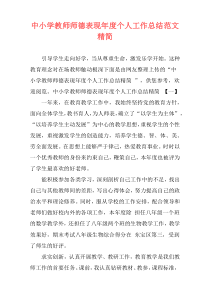 中小学教师师德表现年度个人工作总结范文精简