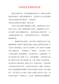 对学校党支部的评价表