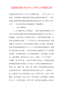 县委政法委2020年上半年工作简要汇报