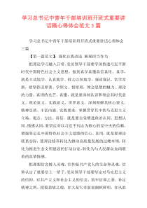 学习总书记中青年干部培训班开班式重要讲话稿心得体会范文3篇