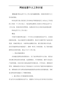 网站运营个人工作计划