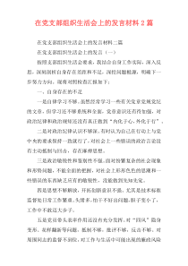 在党支部组织生活会上的发言材料2篇