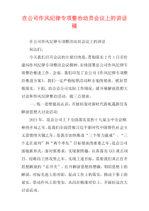 在公司作风纪律专项整治动员会议上的讲话稿