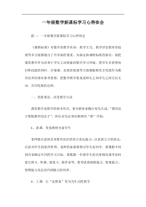 一年级数学新课标学习心得体会篇一