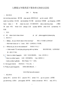 人教版五年级英语下册各单元知识点总结