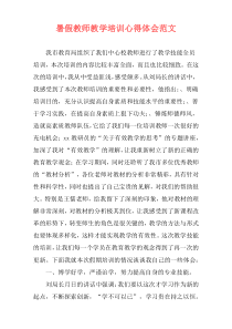 暑假教师教学培训心得体会范文